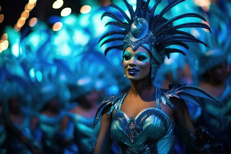 Dazzling Night Parade At Rios Carnival Brazilia Generative Ai