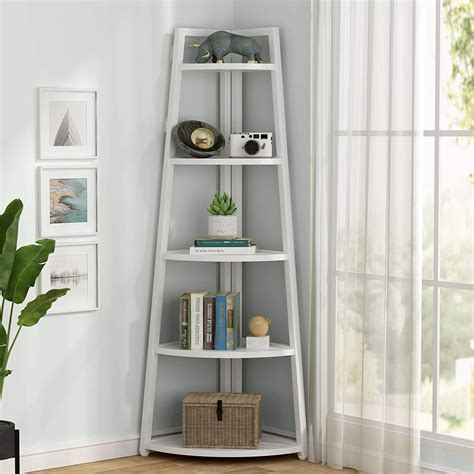 Tribesigns 70 inch Tall Corner Shelf, 5 Tier Corner Ladder Bookshelf ...