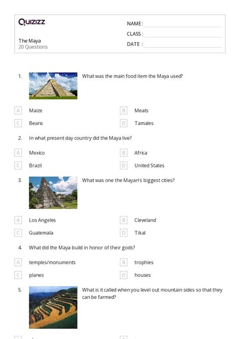 Maya Civilization Worksheets For Th Class On Quizizz Free