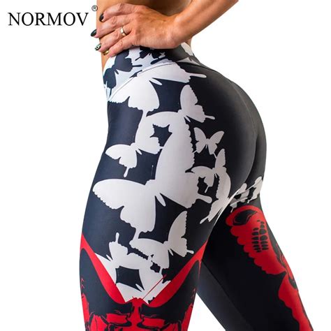 NORMOV Sexy Push Up Printed Leggings Women Butterflies Digital Print