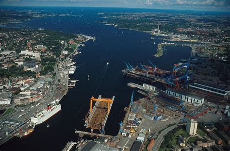 Kieler Foerde Luftbild Hdw Werft License Image Image