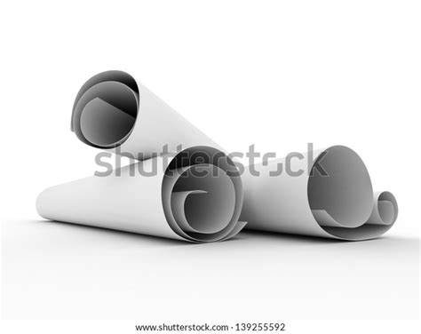 Ends Loosely Rolled Papers Isolated On Stock Illustration 139255592