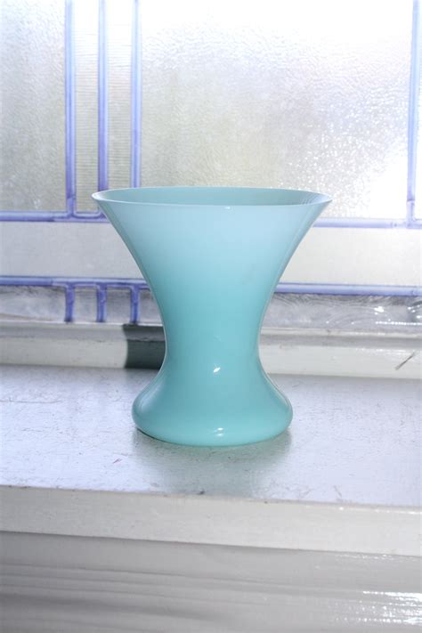 Vintage Morgantown Blue Opaline Glass Vase