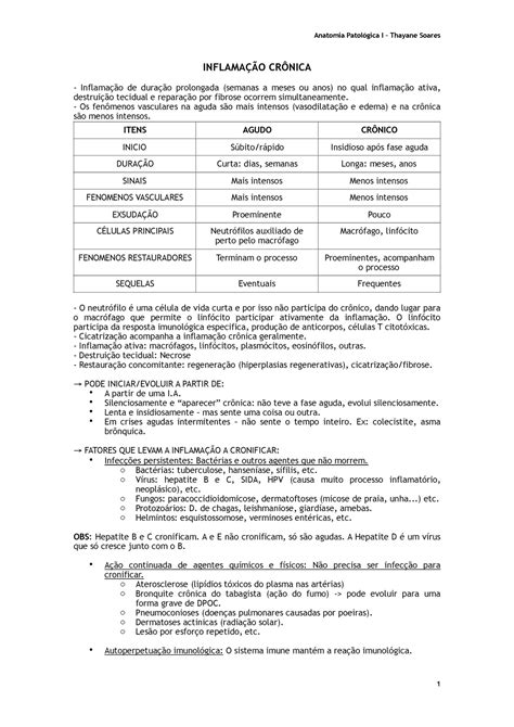 Inflamação Crônica Resumo Anatomia Patológica II Warning Error