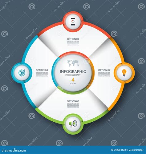 Infographic Circle Process Chart Cycle Diagram 4 Steps Stock Vector