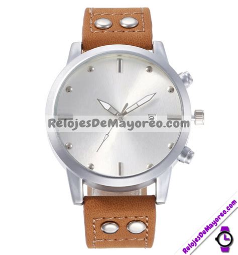 Reloj Sin Números Café Extensible Piel Sintética Plata R3342 Relojes