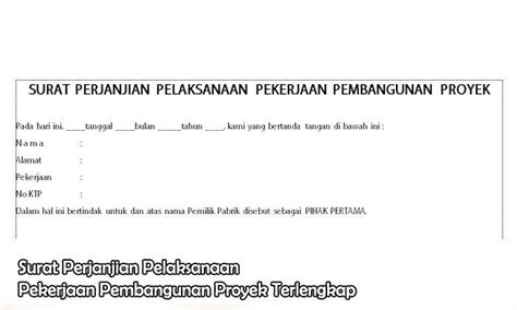 Surat Perjanjian Pelaksanaan Pekerjaan Pembangunan Proyek Terlengkap