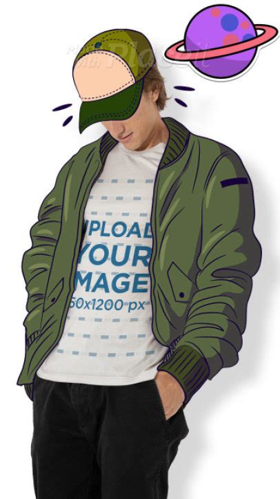 Placeit T Shirt Video Featuring A Young Man Wearing An Illustrated