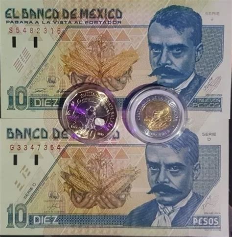 Combo De Billetes Pesos Y Monedas De Emiliano Zapata Unc Env O Gratis