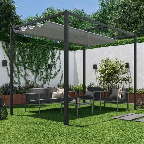 Pérgola de acero naterial horali gris 199x297 cm Toldos y Pérgolas