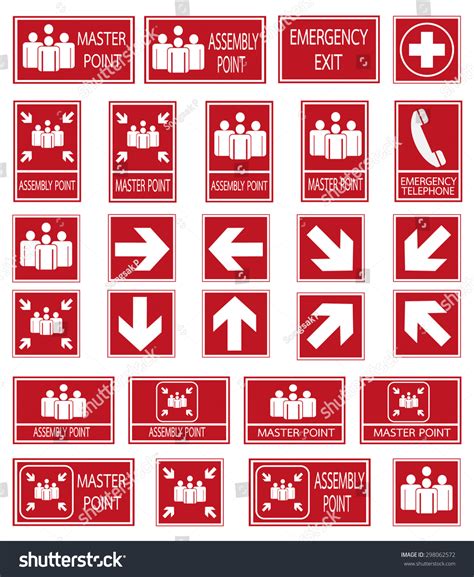 Red Safety Sign Vector Emergency Exit Stock Vector Royalty Free