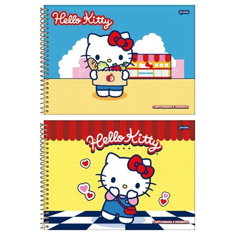 Caderno De Desenho Hello Kitty - Caderno de Desenho Espiral Hello Kitty 80 folhas - Jandaia ...