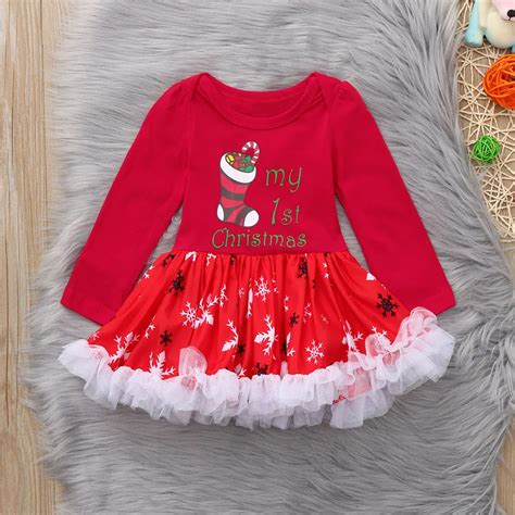 Newborn Infant Baby Girls Christmas XMAS Tutu Tulle Dresses Romper ...