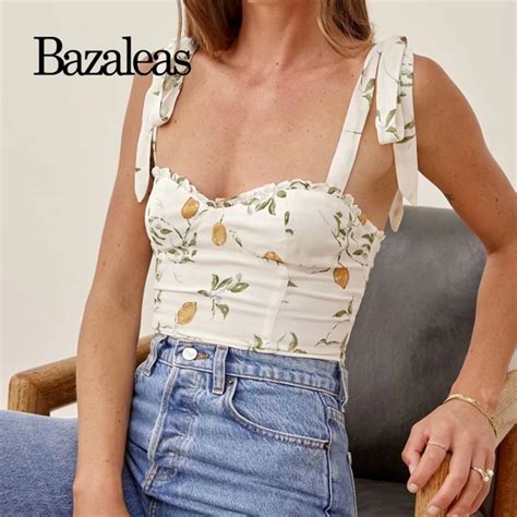 Bazaleas Chic Adjust Spaghetti Straps Camis France Tulip Print Women