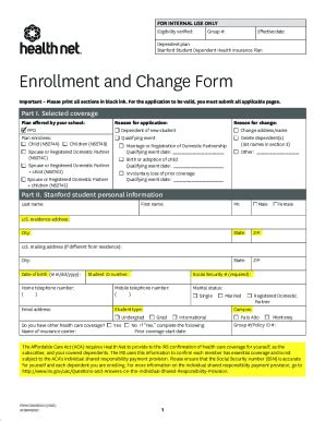 Fillable Online Enrollment And Change Form Stanford Student Enrollment