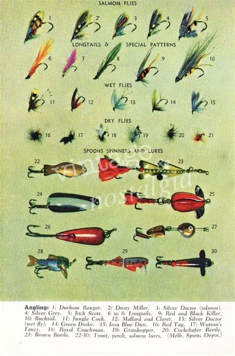 vintage Angling Fly Fishing hooks lures by theStoryOfVintage