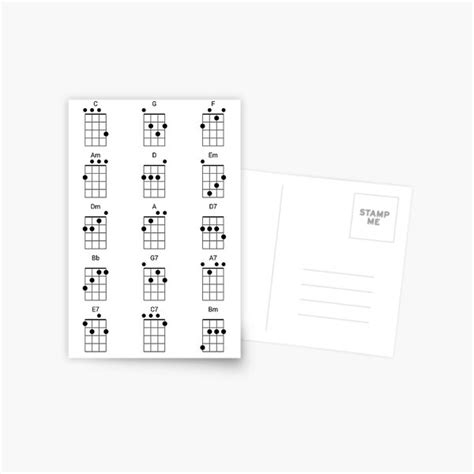 15 Common Ukulele Chords Chart Cheat Sheet For Uke Players Postcard By Ukealong Redbubble