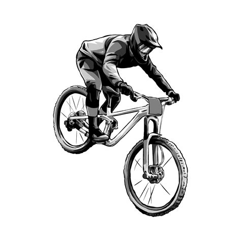 Extreme Sports Rider BMX Biker Downhill Race Cyclist Monochrome