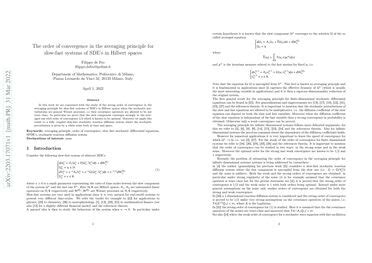 The Order Of Convergence In The Averaging Principle For Slow Fast