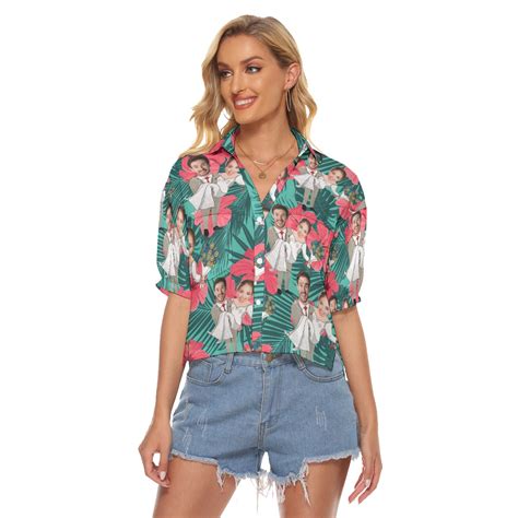 Womens Crop Top Hawaiian Shirt Couple Custom Face Vinco Hawaiian Shirts