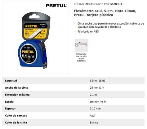 Grupo Ferretero CHC Flexómetro azul 5 5m cinta 19mm