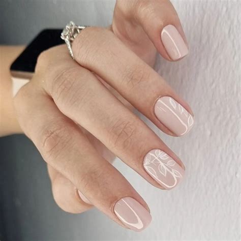 50 Best Wedding Day Nails For Every Style White Leaf Gel Nail Art I