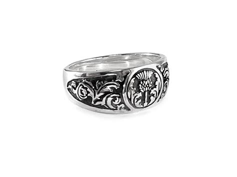 Scottish Thistle Ring Hand Cast Sterling Silver Scottish Thistle Signet