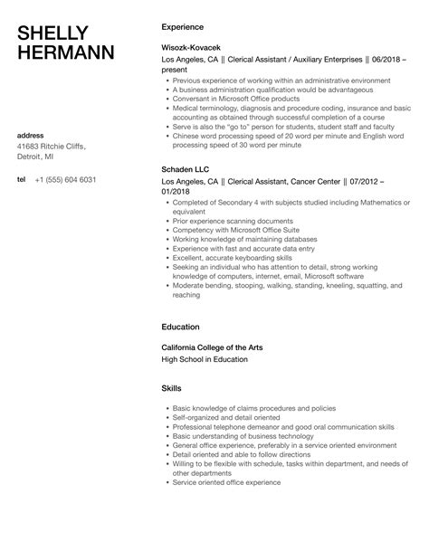 Clerical Assistant Resume Samples Velvet Jobs