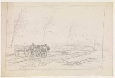 Landscape With Leafless Trees And A Work Cart