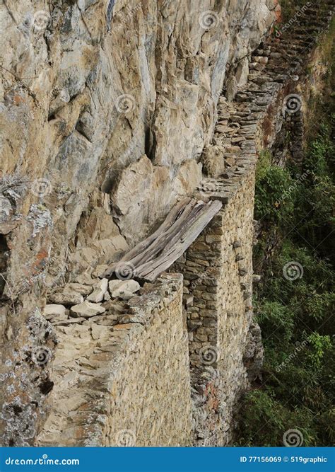 Inca Bridge In Machu Picchu Peru Stock Image Image Of Historic