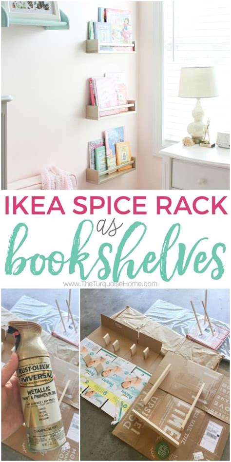 IKEA Spice Racks as a Bookshelves | The Turquoise Home