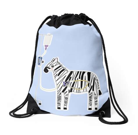 Eds Awareness Zebra With Corflo Feeding Tube Drawstring Bag By