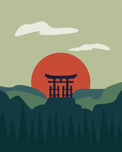 Japanese Vector Artworks (Landscapes) on Behance