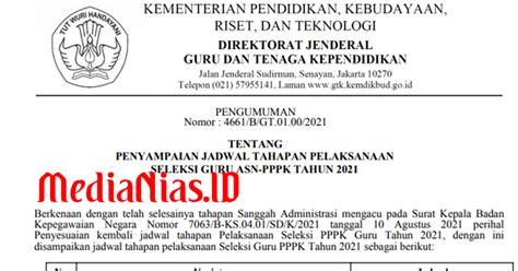 Jadwal Dan Tahapan Terbaru Seleksi Pppk Guru 2021 Cek Di Sini