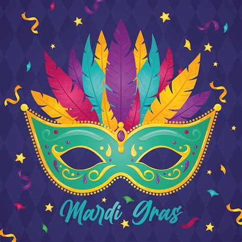 Premium Vector Isolated Venetian Mask With Feathers Mardi Gras Poster