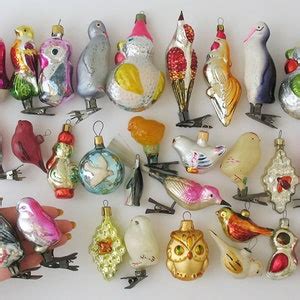 Bird VINTAGE Christmas Ornaments, RETRO Glass Home Decor, Silver ...