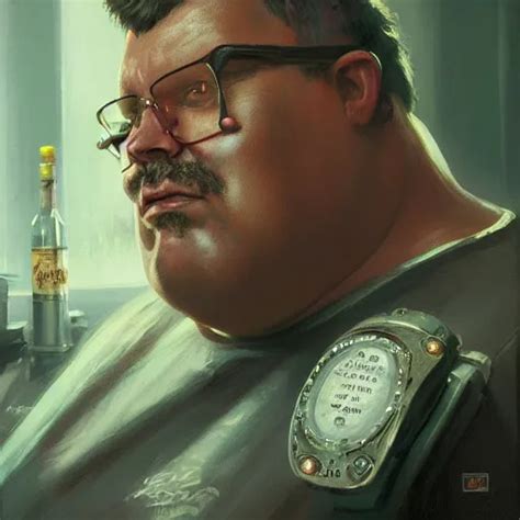 Closeup Portrait Of An Overweight Barkeeper With A Stable Diffusion