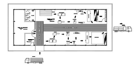 Wooden Factory Top View Layout Plan Detailing Dwg File Architecture