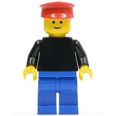 Lego Minifigure Pln Plain Black Torso With Black Arms Blue Legs