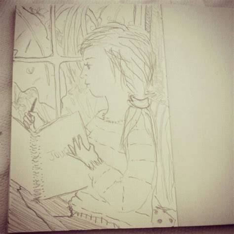 Girl writing in her journal | Drawings, Female sketch, Male sketch