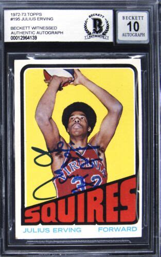 1972 Topps Julius Erving Signed 195 Rookie RC BGS Authentic Auto 10 EBay