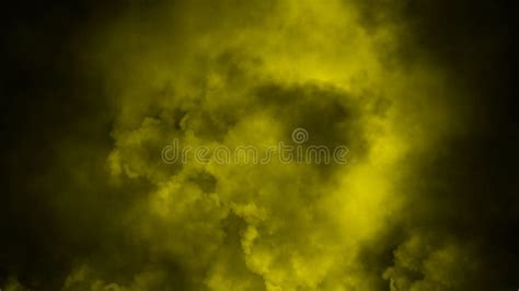 Yellow Fog And Mist Effect On Black Background Smoke Texture Design