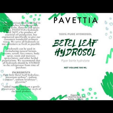 Jual Sampel Ml Betel Leaf Hydrosol Hidrosol Daun Sirih Di