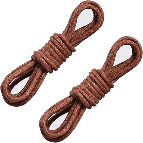 Pair Round Brown Shoe Laces Waxed Shoelaces Cotton Material Shoelaces