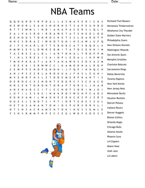 Nba Teams Word Search Free Printable Nba Teams Word Search Wordmint