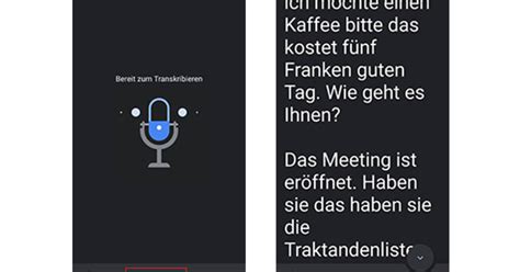 Android App Test Automatische Transkription Pctippch