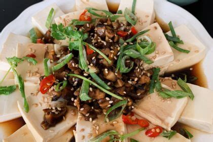 Steamed Silken Tofu With Mushroom Sauce Veggie Anh