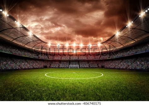 Stadium D Rendering Imaginary Soccer Arena Stock Illustration