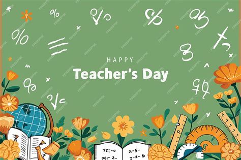 Premium Vector | A green background with a poster of teachers day day