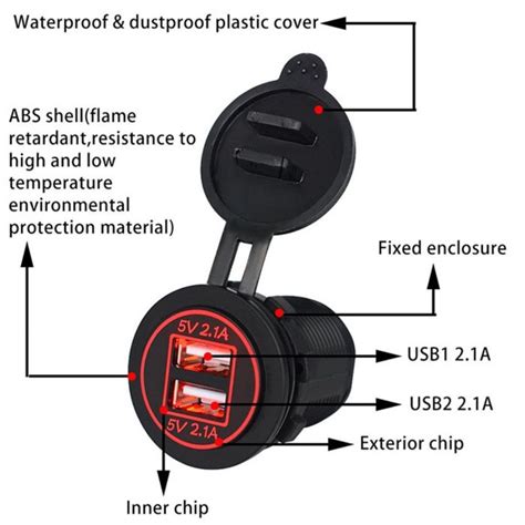 PRESA ALIMENTAZIONE DOPPIA USB 1A 2 1A DA INCASSO PER AUTO CAMPER MOTO